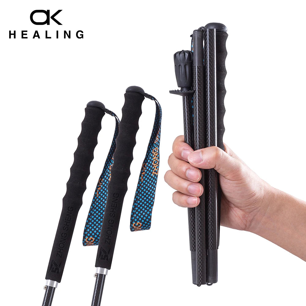 OKHEALING Carbon Fiber Collapsible Hiking Trekking Poles