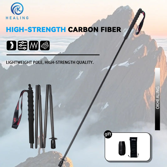 OKHEALING Carbon Fiber Folding Trekking Poles for Hiking