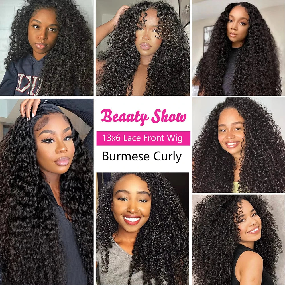 LIYSIMEI Burmese Curly Human Hair Lace Wig