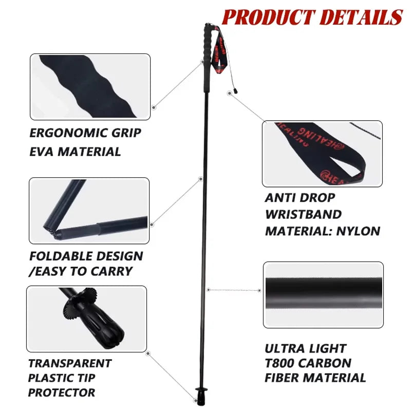 OKHEALING Carbon Fiber Folding Trekking Poles for Hiking