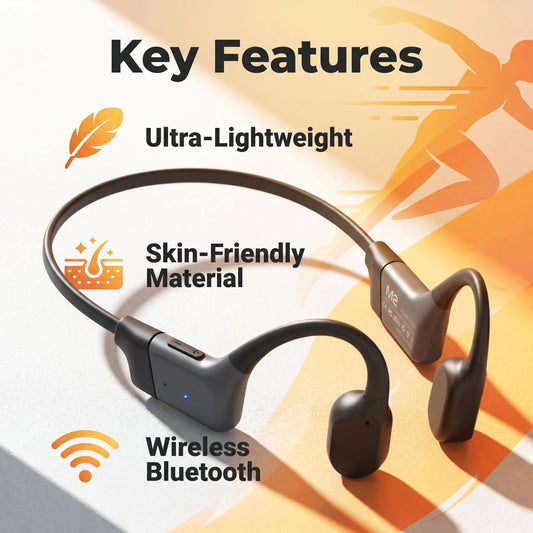 Open Ear Bone Conduction Wireless Bluetooth Headphones With ENC Mic