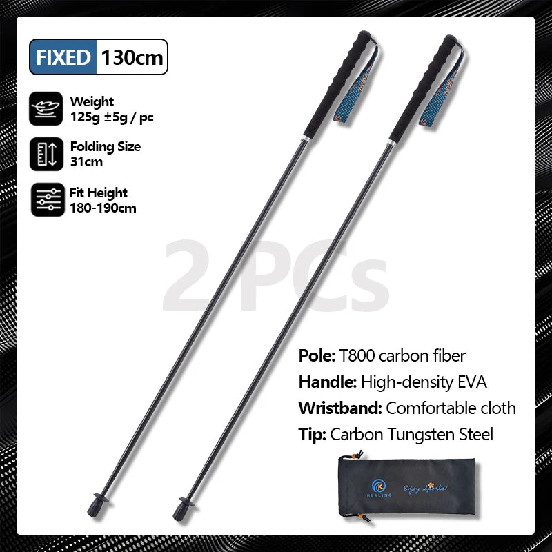 OKHEALING Carbon Fiber Collapsible Hiking Trekking Poles