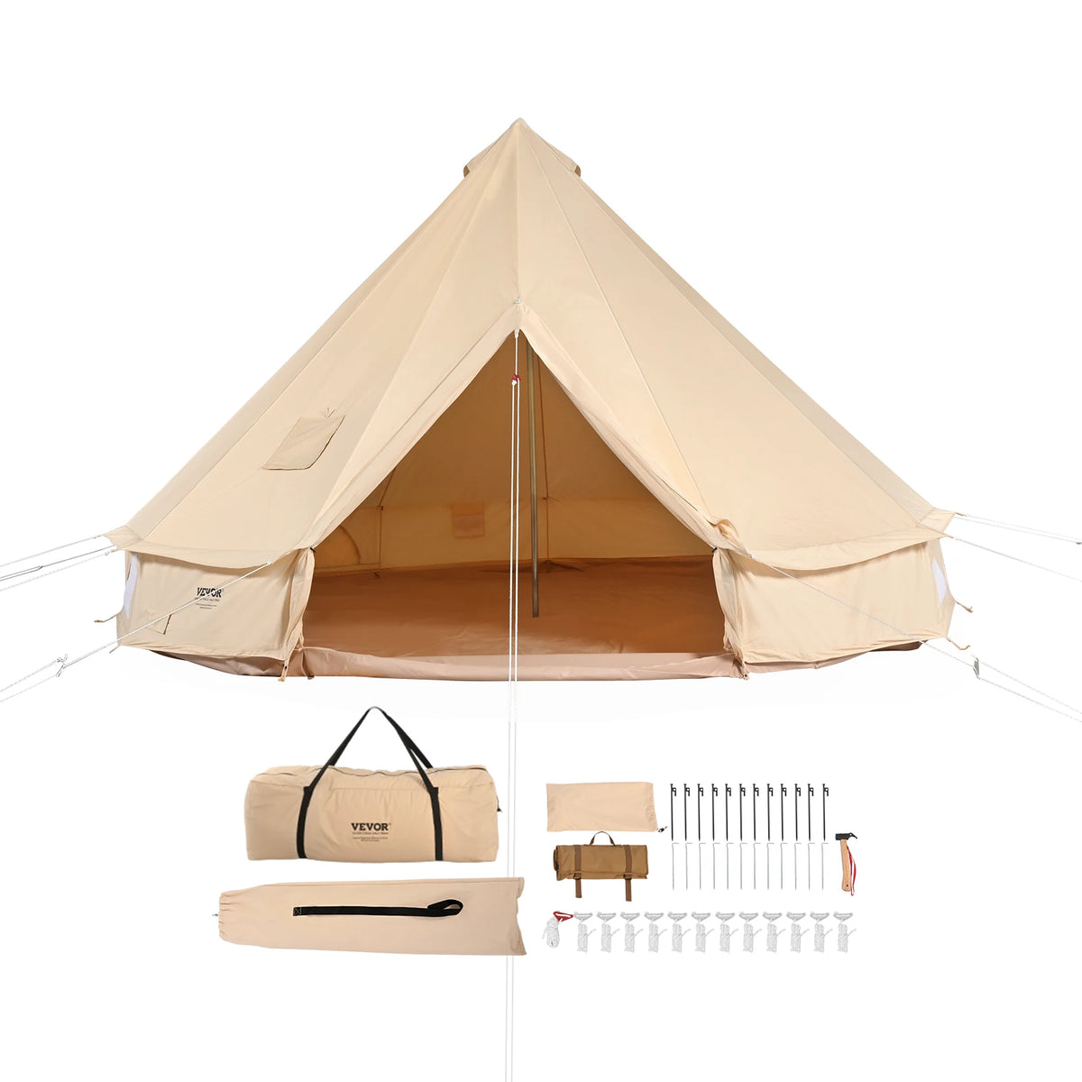 SucceBuy Canvas Bell Tent With Stove Opening For Camping