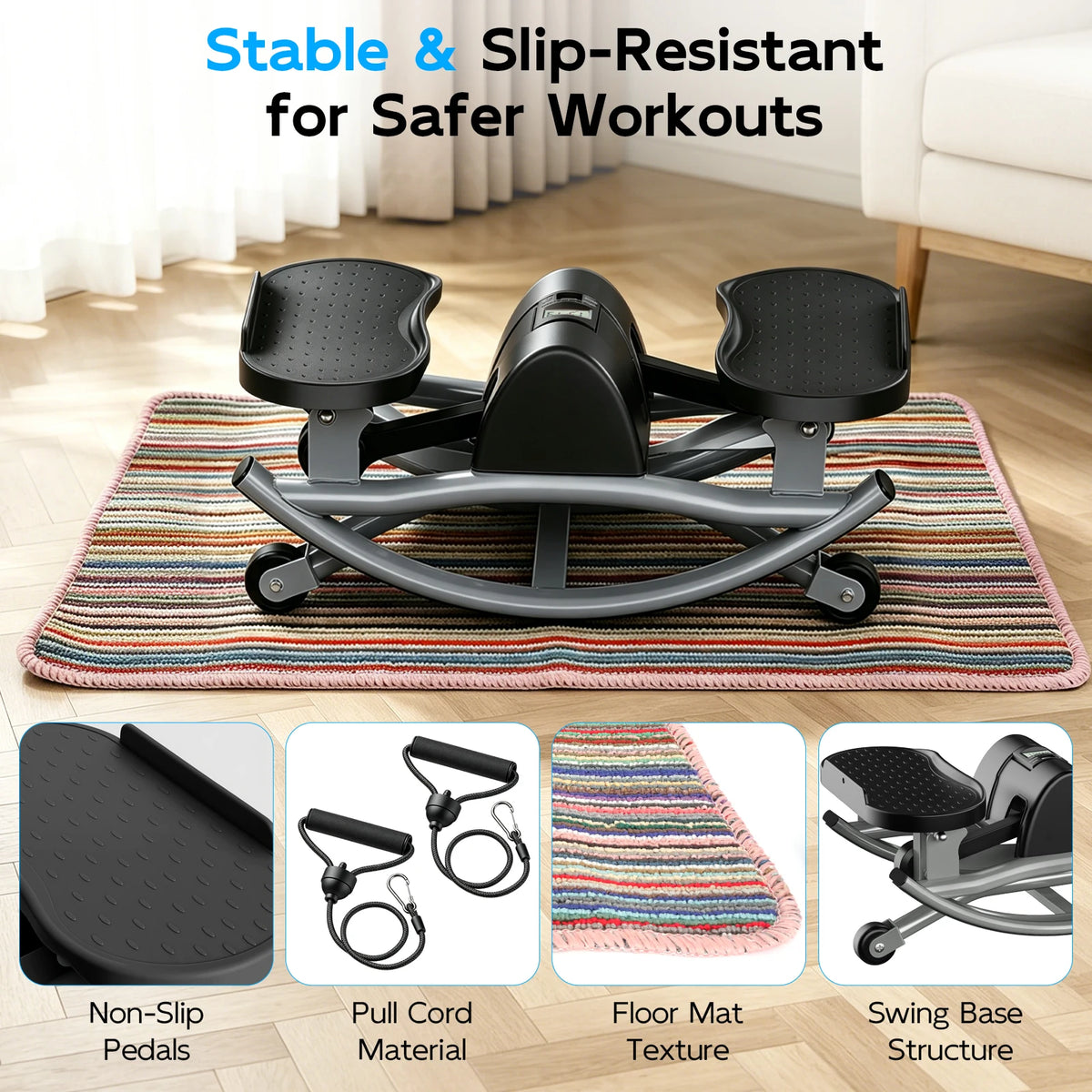 Intelligent Non Slip Twist Stepper Machine With Resistance Bands