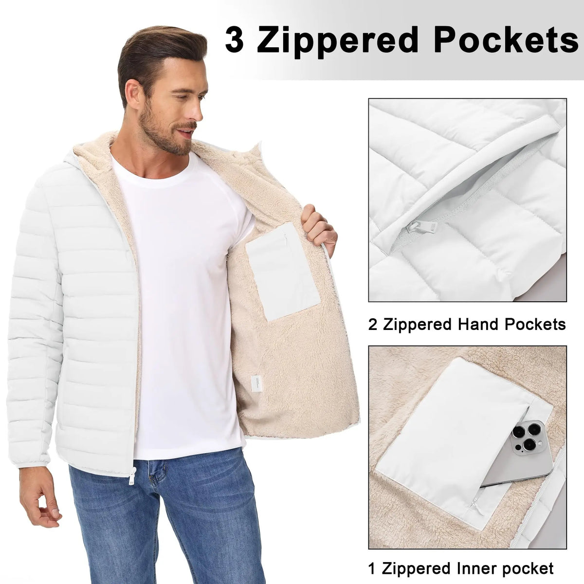 Cavva Men's Sherpa Lined Hooded Puffer Winter Jacket