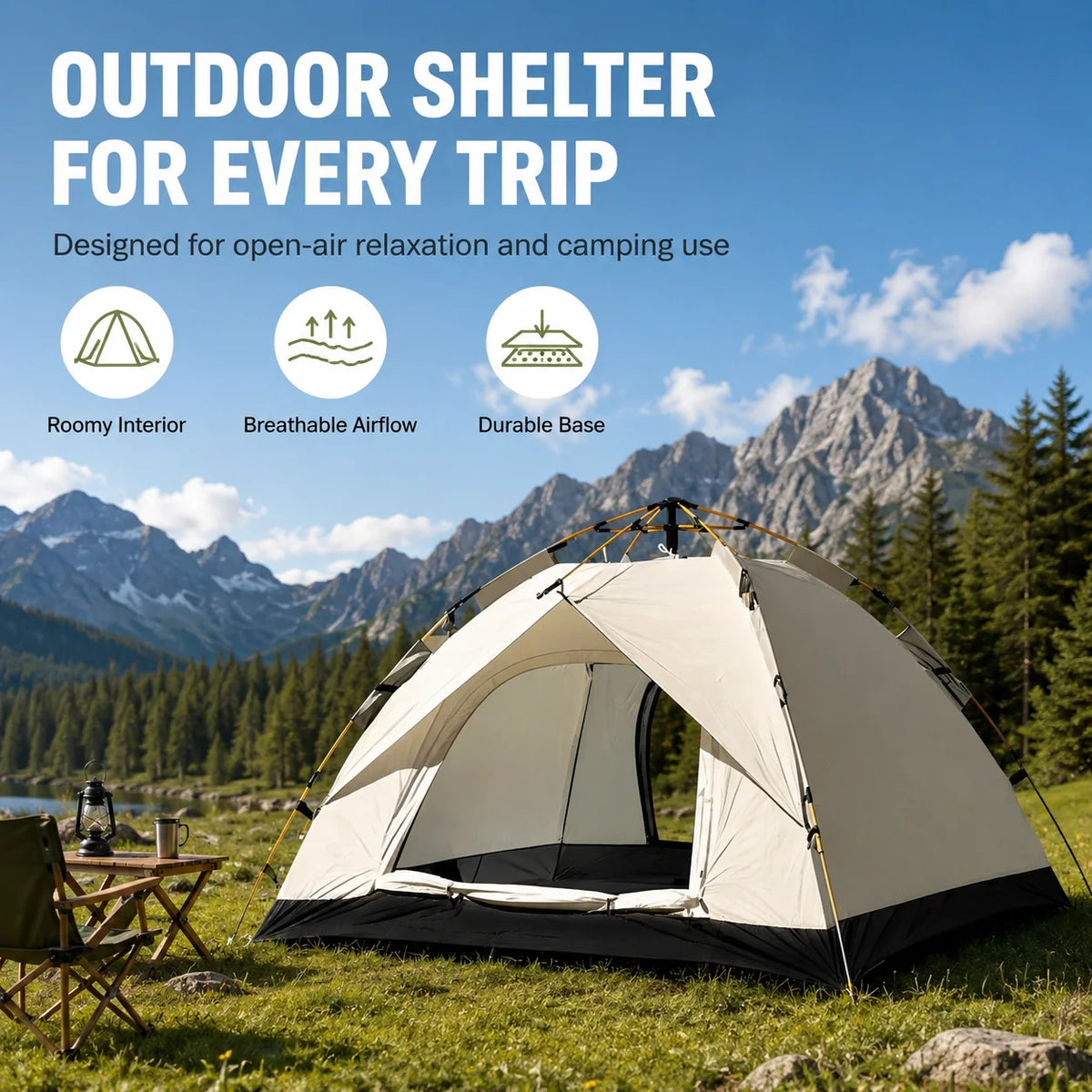 TRIBENEST Automatic Camping Tent Quick Setup Weather Resistant Shelter