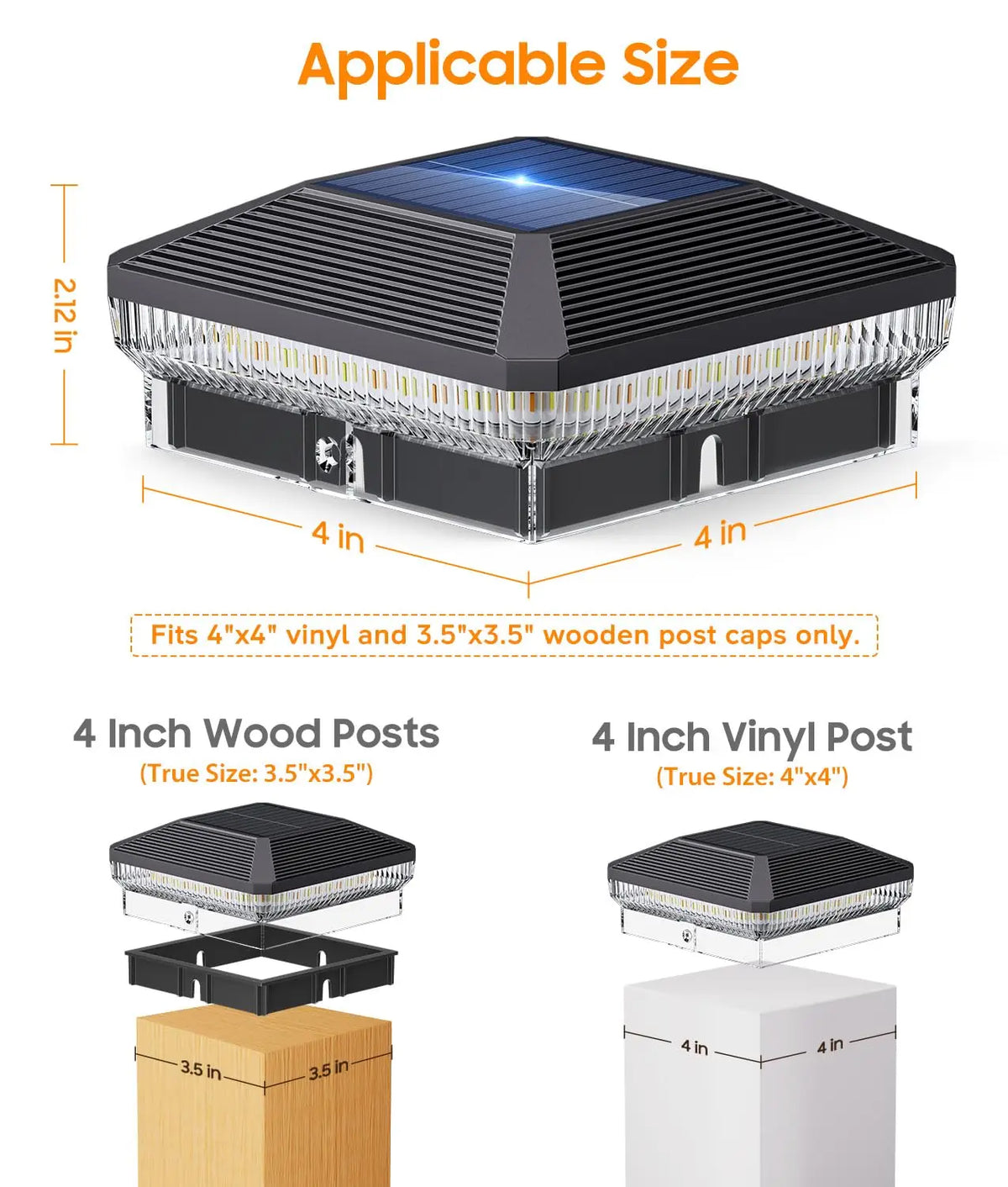 KPSTEK Waterproof Solar Post Cap Lights With Three Modes