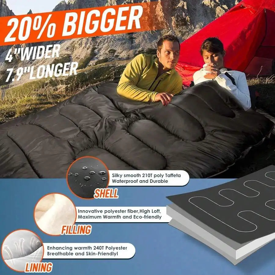 Double Adult Sleeping Bag With Pillow For Camping
