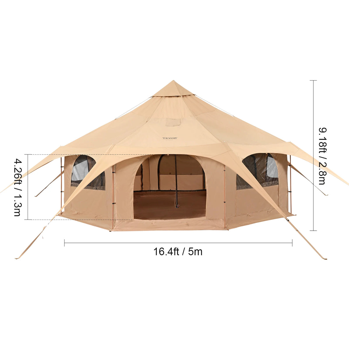 SucceBuy Canvas Bell Tent With Stove Opening For Camping