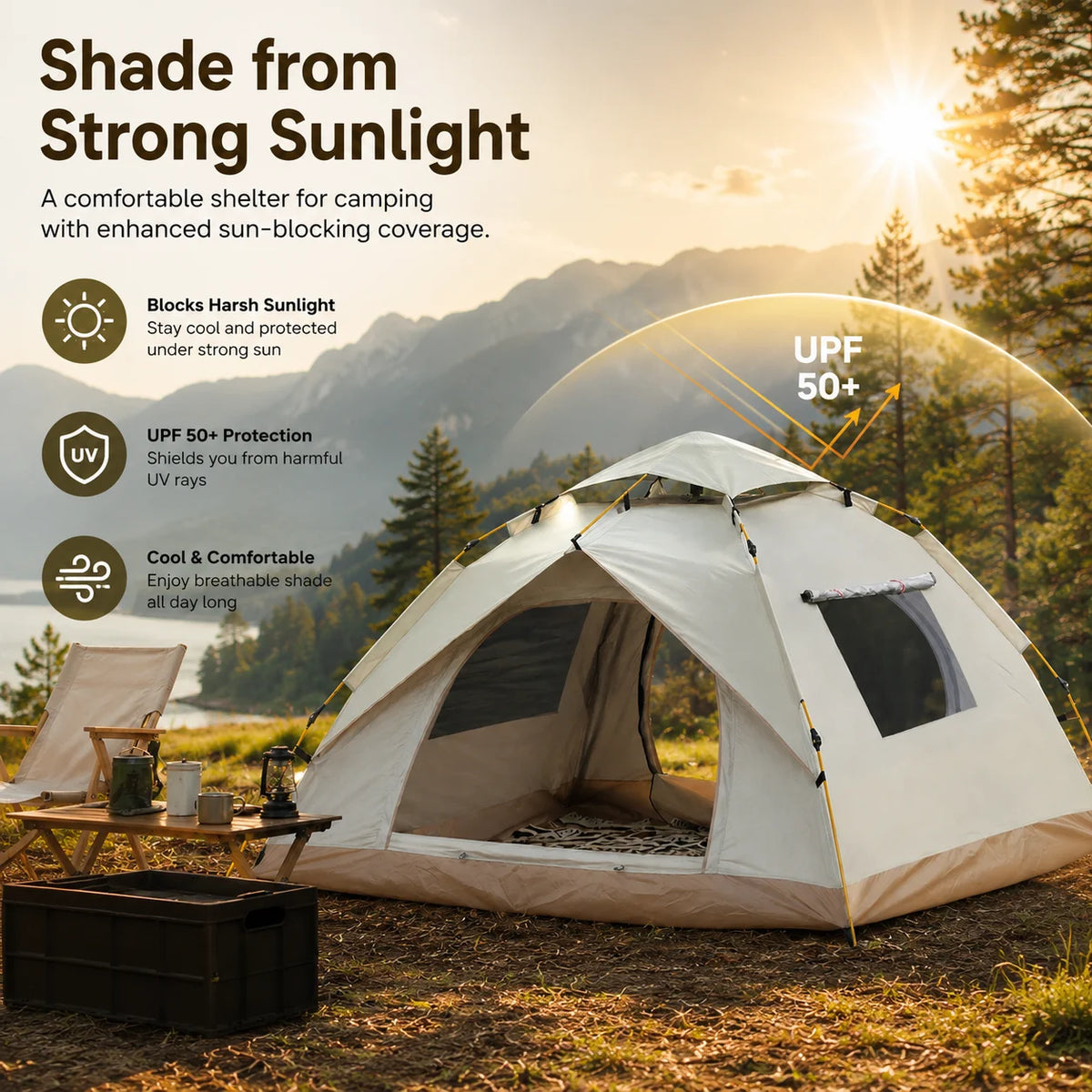 TRIBENEST Automatic Camping Tent Quick Setup Weather Resistant Shelter