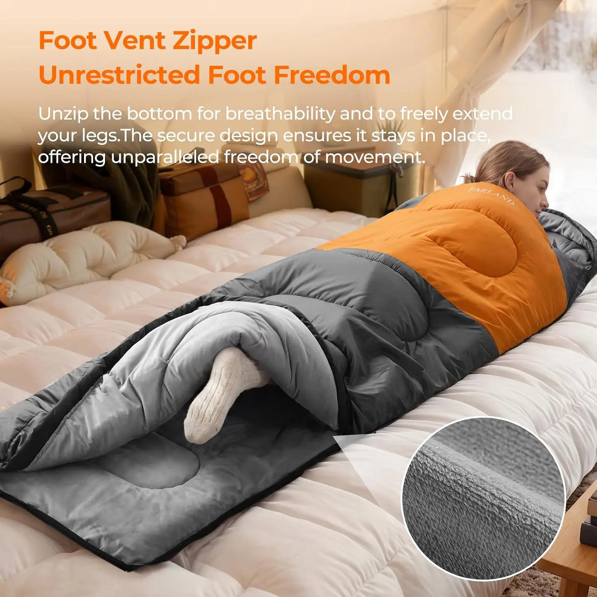 Fleece Lined Cold Weather Sleeping Bag for Adult Camping
