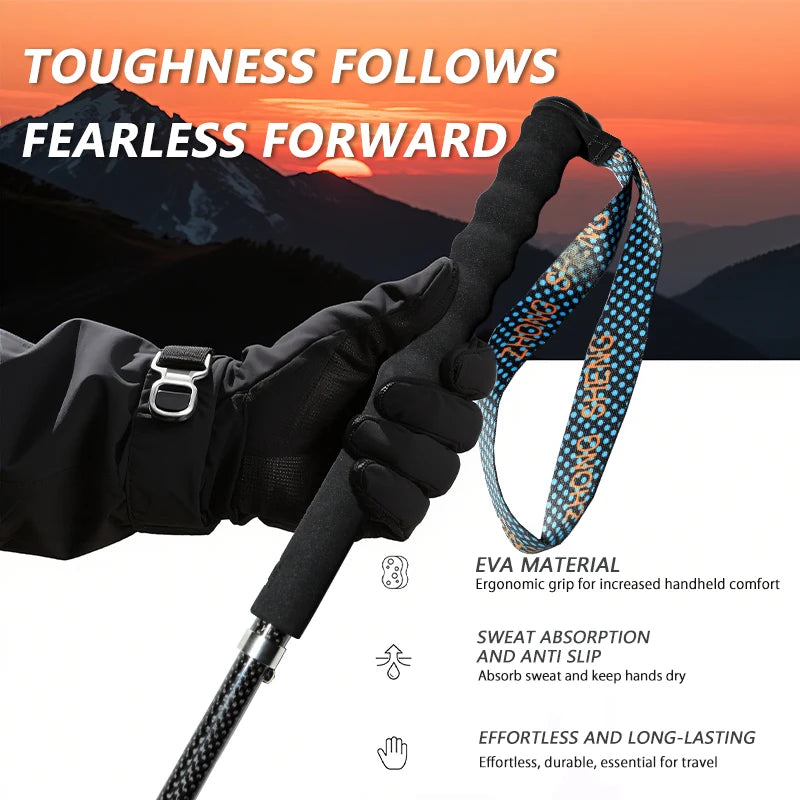 OKHEALING Carbon Fiber Collapsible Hiking Trekking Poles